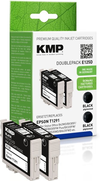 KMP Doublepack E12D schwarz Tintenpatrone ersetzt Epson Stylus T1291