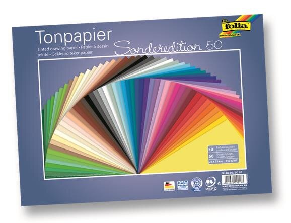 Folia Tonpapier 130g/m² 25 x 35 cm 50 Bogen sortiert