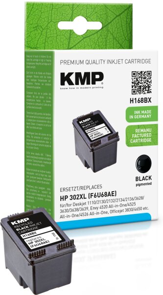 KMP H168BX schwarz Tintenpatrone ersetzt HP Deskjet HP302XL