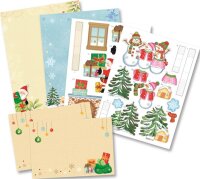 folia 11605 - 3D Pop Up Karten Weihnachten, Bastelset für 2 Glückwunschkarten inklusive 2 Kuverts mit Stanzteilen und 3D Klebepads