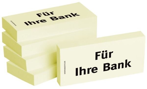BIZSTIX Bedruckte Haftnotizen- Text: Für Ihre Bank
