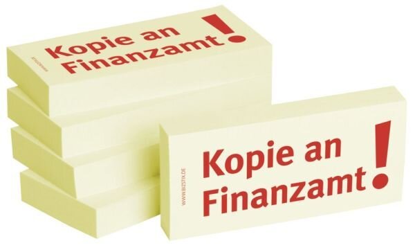 BIZSTIX Bedruckte Haftnotizen- Text: Kopie an Finanzamt!