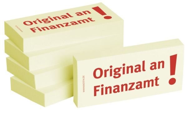 BIZSTIX Bedruckte Haftnotizen- Text: Original an Finanzamt!