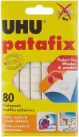 UHU Patafix, Wieder ablösbare und wieder verwendbare Klebepads, weiß, 80 Stück