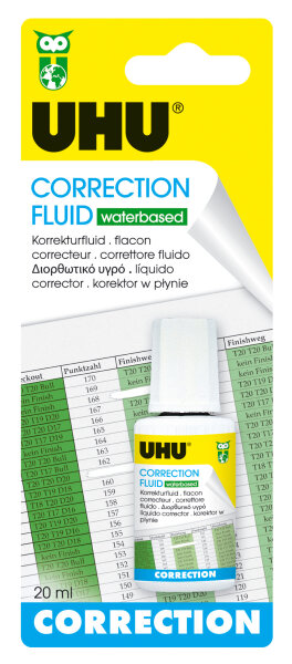 UHU Correction Fluid Korrektur-Fluid wasserbasiert, Infokarte 20ml