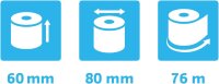 Exacompta 40970E 10er Pack Kassenrollen 1-lagig thermisch hohe Auflösung für Kassen, 55g, Breite: 60mm, Duchmesser: 80mm, Länge: 76m Weiß