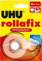 UHU rollafix transparent Klebeband Klebefilm inkl. Abroller mit Metallmesser 25m x 19mm