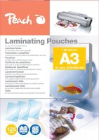 Peach Laminierfolie A3 | 125 mic | 25 Stück | Premiumqualität für beste Laminierergebnisse | kompatibel mit Geräten aller Markenhersteller | PPR525-01