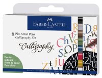 Faber-Castell 167508 Tuschestift Pitt Artist Pen Calligraphy Set, 2,5 mm, 8er Etui, Mehrfarbig