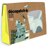 Décopatch Bastel Set Pappmaché Mini Katze (ideal für Kinder, 19 x 13,5 x 3,5 cm) grau, bunt