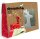 Décopatch Bastel Set Pappmaché Mini Rentier (ideal für Weihnachten u. Kinder, 19 x 13,5 x 3,5 cm) rot