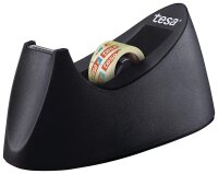 tesa Easy Cut Curve Tischabroller (rutschfest, einfache Handhabung, sauberer Schnitt mit 1 Rolle tesafilm transparent 10m:19mm)