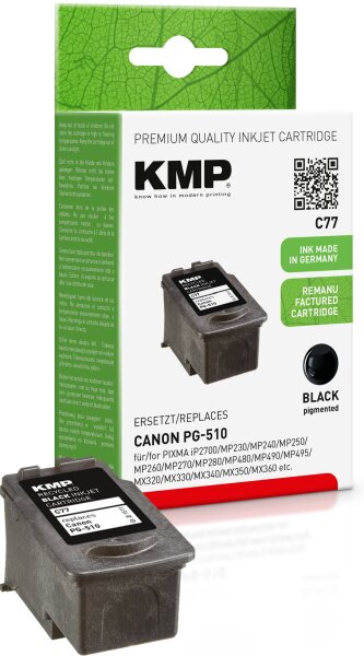 KMP C77 schwarz Tintenpatrone ersetzt Canon PG-510 (2970B001)