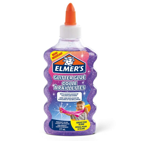 Elmers Glitzerkleber, Violett, auswaschbar & Kinderfreundlich, 177ml. – Herstellung von Slime