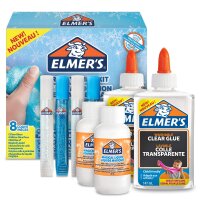 Elmers Frosty Slime Kleber-Kit, Klarer Kleber, Glitzer-Klebestifte & Magische Aktivator-Lösung, 8 Teile