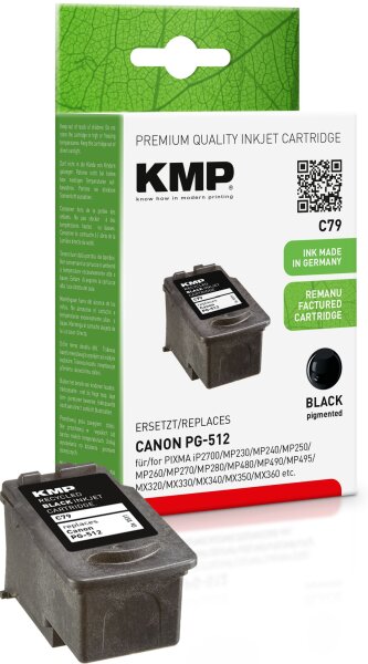 KMP C79 schwarz Tintenpatrone ersetzt Canon PG-512 (2969B001)