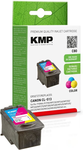 KMP C80 farbig Tintenpatrone ersetzt Canon CL-513 (2971B001)