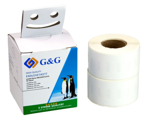2x 130 G&G Etiketten -DOPPELPACK- kompatibel zu Dymo 99010/ s0722370 (28mm x 89mm) schwarz auf weiß