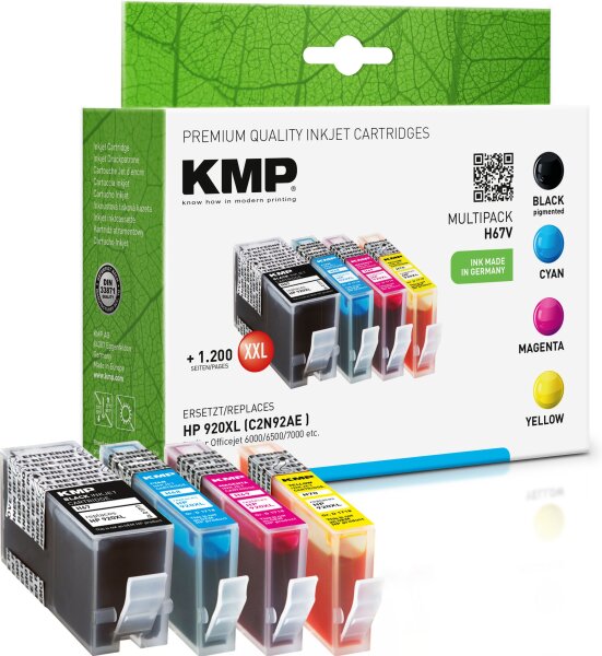KMP Multipack H67V schwarz, cyan, magenta, gelb Tintenpatronen kompatibel mit HP Officejet HP 920XL (C2N92AE)