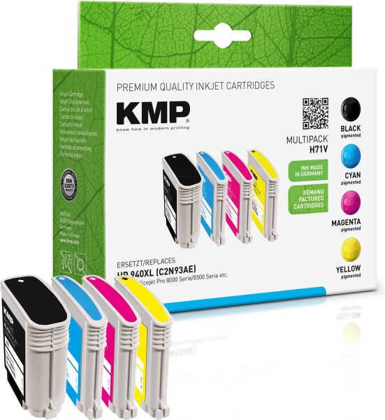 KMP Multipack H71V schwarz, cyan, magenta, gelb Tintenpatronen ersetzen HP Officejet Pro HP 940XL (C2N93AE)