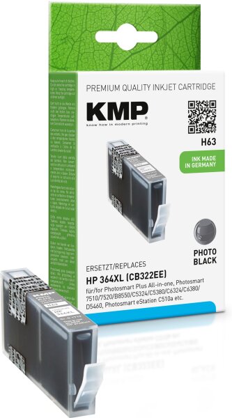 KMP H63 photo-schwarz Tintenpatrone ersetzt HP Photosmart Plus HP 364XL (CB332EE)