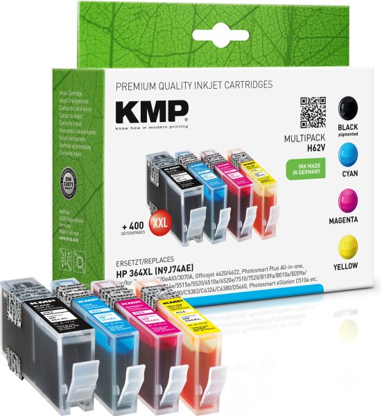 KMP Multipack H62V schwarz, cyan, magenta, gelb Tintenpatronen ersetzen HP Deskjet HP 364XL (N9J74AE)