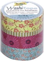 folia 26405 - Washi Tape, Klebeband aus Reispapier, 4er Set Blumenregen - ideal zum Verzieren und Dekorieren