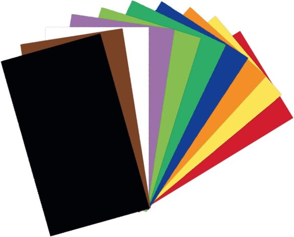 folia 6122/99/100 - Tonkarton Mix, ca. 50 x 70 cm, 220 g/m², 100 Bogen sortiert in 10 Farben, zum Basteln und kreativen Gestalten von Karten, Fensterbildern und für Scrapbooking