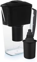 Wessper Wasserfilter Krug 2.5L AQUApro mit 1 alkalische Filterkartusche, BPA-frei, Elektro.Timer, SCHWARZ