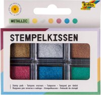 folia 30183 - Stempelkissen Set metallic, 6 Stempelkissen, in verschiedenen Farben, ideal zum Verzieren von Karten und andere Bastelarbeiten