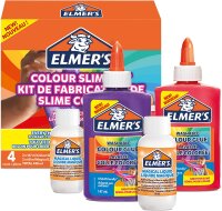 Elmers Colour Slime Kit | Zubehör für Schleim enthält auswaschbaren, farbigen PVA-Kleber | farblich sortiert | mit magischer Schleim-Aktivator-Lösung | 4-teiliges Kit