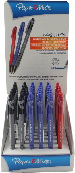 36er Pack Paper Mate S0189343 Flexgrip Ultra RT Kugelschreiber mit einziehbarer mittlere Spitze, 1.0 mm, schwarz + blau