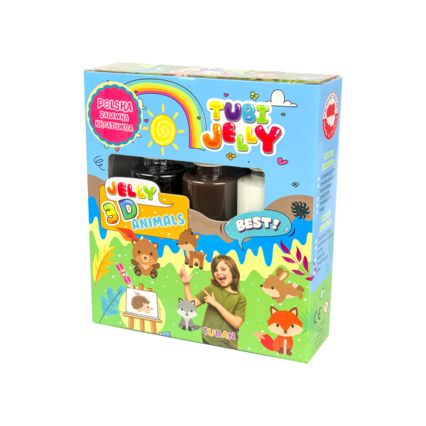 Tubi Jelly Set mit 3 verschiedenen Farben "150 ml" + einer kleinen Schüssel  – 3D Wildtiere
