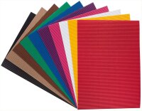 folia 740409 - Bastel Wellpappe, E-Welle, ca. 25 x 35 cm, 10 Bogen sortiert in 10 verschiedenen Farben