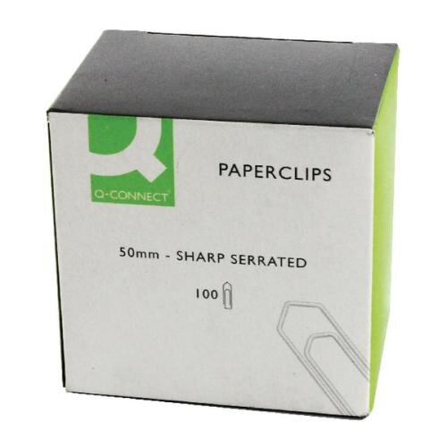 Q-Connect KF01318 - Büroklammern, Paper Clips, 50 mm, 100 Stück - verzinkt