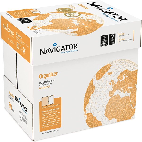 2500 Blatt Navigator Organizer 80g/m² DIN-A4 - 4-fach gelocht