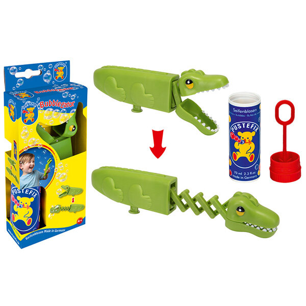 Pustefix – Bubblegator + 70 ml Seifenblasenflüssigkeit – Seifenblasen – Bubble-Alligator – Seifenblasen für Kinder & Erwachsene