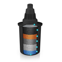 Wessper Wasserfilter Krug 3.5L AQUApro mit 1 alkalische Filterkartusche, BPA-frei, Elektro.Timer, Black