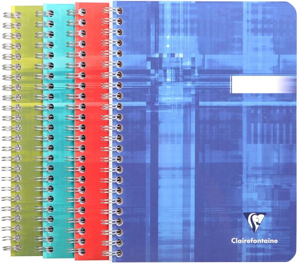 Clairefontaine 8542C Spiralbuch (DIN A4, 14,8 x 21 cm, kariert, 90 Blatt) 1 Stück farbig sortiert