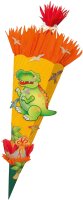 folia 92208 - Schultüten Bastelset Dino, inklusive Schultütenrohling aus 3D Wellpappe ca. 68 cm, Motivbögen und Bastelzubehör