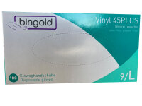Einweghandschuhe Einmalhandschuhe Bingold Vinyl 45Plus - puderfrei - 100 Stück (L)