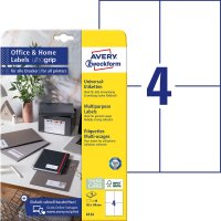 AVERY Zweckform 6124 Universal Etiketten (40 Klebeetiketten, 105x148 mm auf A4, bedruckbare Adressaufkleber, selbstklebende Versandetiketten mit ultragrip, ideal fürs HomeOffice) 10 Blatt, weiß