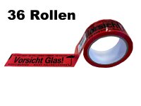 36x Klebeband VORSICHT GLAS - NICHT WERFEN - Rolle 66m x 50mm - NICHT FALLEN LASSEN