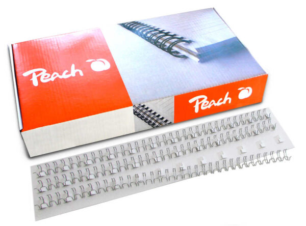 Peach PW079-10 Drahtbinderücken Easy-Wire, 3:1, 34 Ringe, A4, 100 Stück, 8 mm, silber