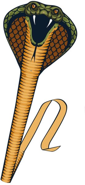 Paul Günther 1154 - Einleinerdrachen Cobra, Drachen in Form einer Schlange, eindrucksvoller Silhouettedrache, mit Fiberglasstäben, Wickelgriff und Schnur, ca. 69 x 400 cm groß