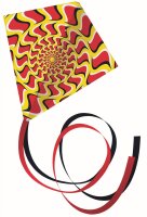 Paul Günther 1162 - Einleinerdrachen Illusion, farbenprächtiger Drachen mit 2 langen Schwänzen, mit Wickelgriff und Schnur, ca. 70 x 70 cm groß
