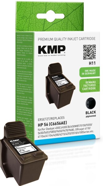 KMP H11 schwarz Tintenpatrone ersetzt HP Deskjet HP56 (C6656AE)