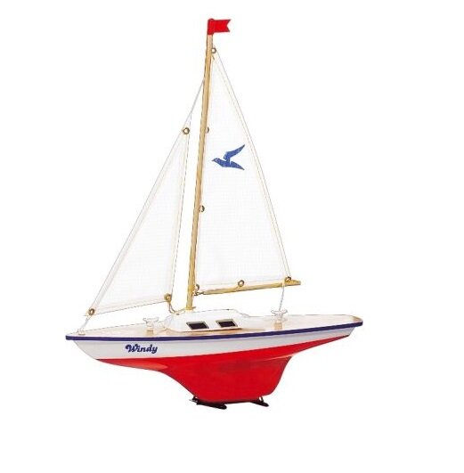 Paul Günther 1804 - Segelboot Windy, kleine Segeljolle zum Spielen, ca. 35 x 42 cm groß, hochwertig gefertigt und segelfertig montiert, für Badesee, Strand und Badewanne
