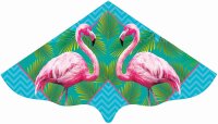 Paul Günther 1108 - Kinderdrachen mit Flamingo Motiv, Einleinerdrachen aus robuster PE-Folie für Kinder ab 4 Jahre mit Wickelgriff und Schnur, ca. 115 x 63 cm groß, Mehrfarbig