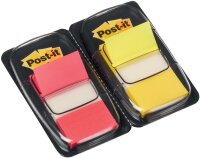 Post-it I680-RY2 Haftstreifen Index Standard, 2 x 50 Haftstreifen im Spender, 25,4 x 43,2 mm, rot, gelb